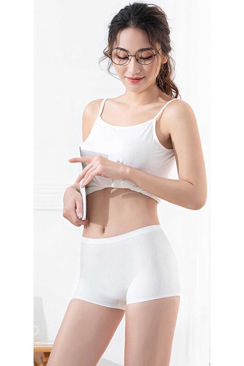 4 Adet Kadın Dikişsiz Görünmez İz Yapmaz Mini Şort Boxer Siyah Beyaz