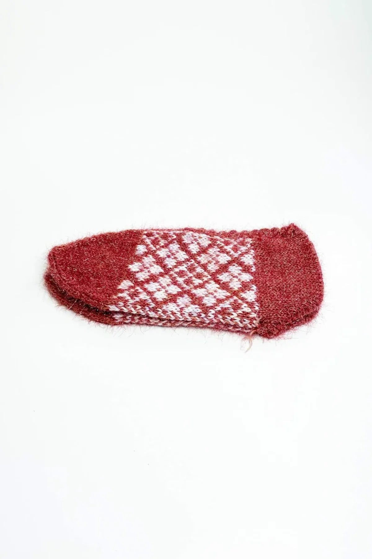 2 Çift El Örgüsü Kışlık Şık Kadın Yün Patik Set 2