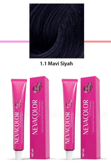 2 li Set Premium 1.1 Mavi Siyah - Kalıcı Krem Saç Boyası 2 X 50 g Tüp