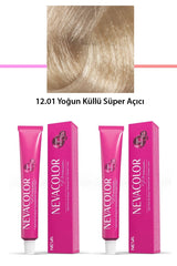 2 li Set Premium 12.01 Yoğun Küllü Süper Açıcı - Kalıcı Krem Saç Boyası 2 X 50 g Tüp