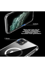 Iphone 12 Kılıf Kamera Lens Korumalı Magsafe Destekli Şeffaf Darbe Emici Sert Kapak