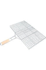 Ahşap Saplı Mangal Izgarası Galvanizli Paslanmaz Kafes Demir 25 x 40 cm mudanis