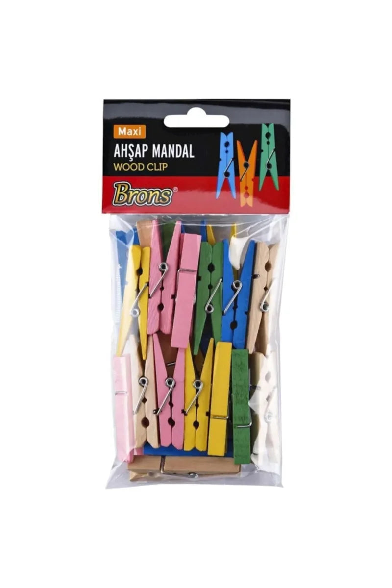 Brons Renkli Ahşap Büyük 4.5 cm 24 Lü Mandal Br-905