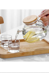 Bambu Kapaklı Borosilikat Cam Demlik 1000ml Royaleks-CM-2000
