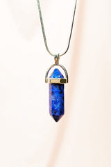 Lapis  Lazuli Doğal Taşı Zincirli El Yapımı Tasarımlı Kolye Uç: 3,5 cm Zincir: 20 cm Kutulu