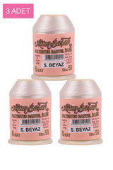 3 Adet Altınbaşak Oya ve Dantel İpi 20 gr - Royaleks - No: Ş.BEYAZ