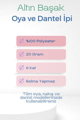 3 Adet Altınbaşak Oya ve Dantel İpi 20 gr - Royaleks - No: 650 - 025 - 292