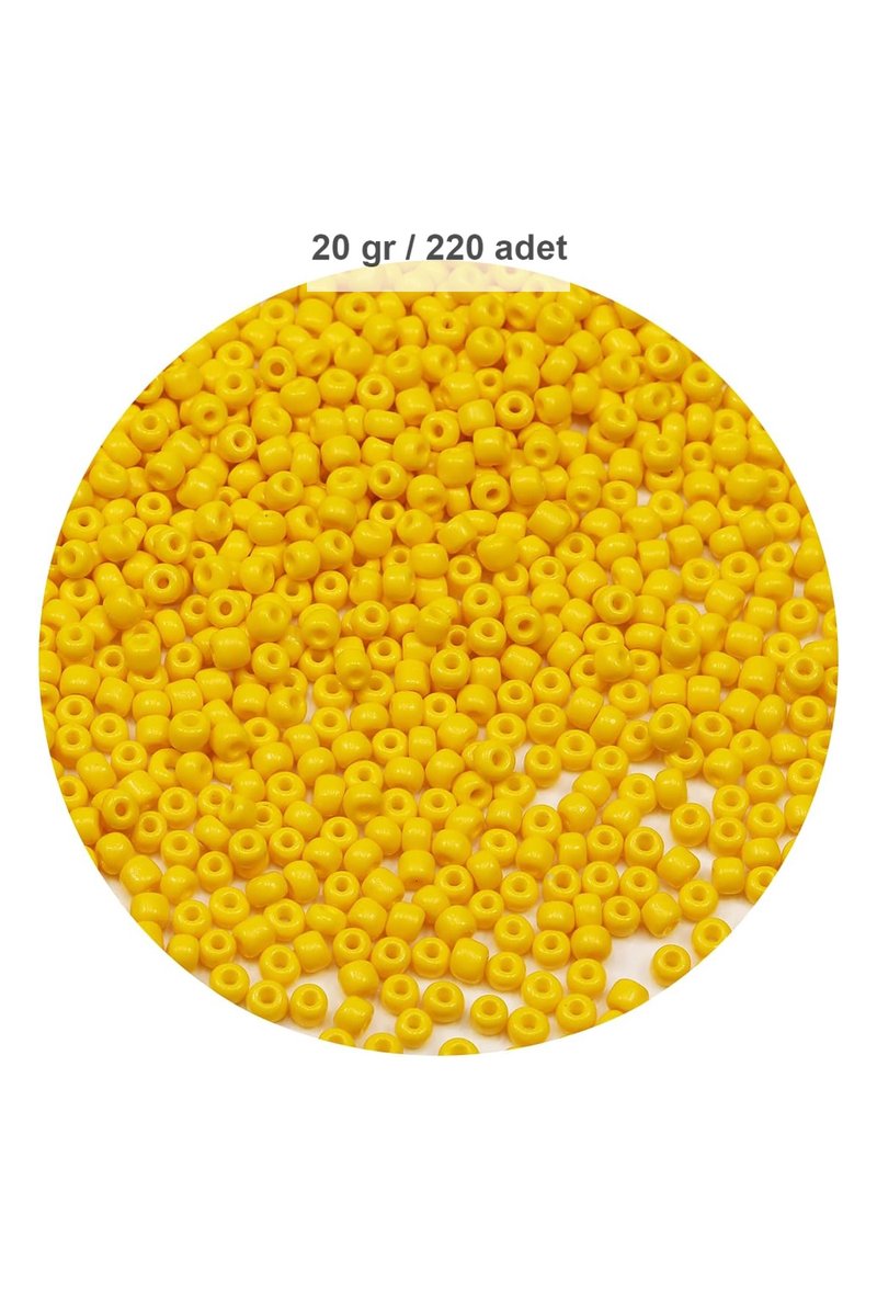 Sarı Renk 4 mm Yaklaşık 220 adet/20 gram Cam Boncuk Oya Yazma Bileklik ve Kolye