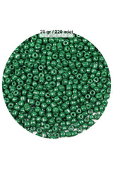 Koyu Yeşil Renk 4 mm Yaklaşık 220 adet/20 gram Cam Boncuk Oya Yazma Bileklik ve Kolye