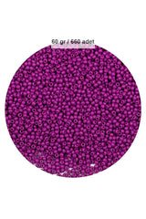 Fuşya Renk 4 mm Yaklaşık 660 adet / 60 gram Cam Boncuk Oya Yazma Bileklik ve Kolye