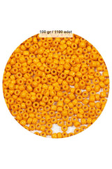 Turuncu Renk 4 mm Yaklaşık 1100 adet / 100 gram Cam Boncuk Oya Yazma Bileklik ve Kolye