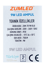 Zumled 9W Beyaz LED Ampul Royaleks-201