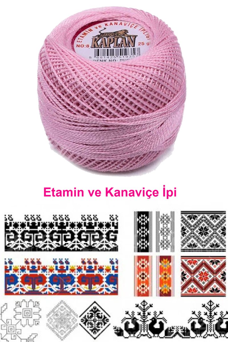 Kaplan Etamin Ve Kanaviçe İpi 8 No Kod/Renk: PUDRA - Royaleks
