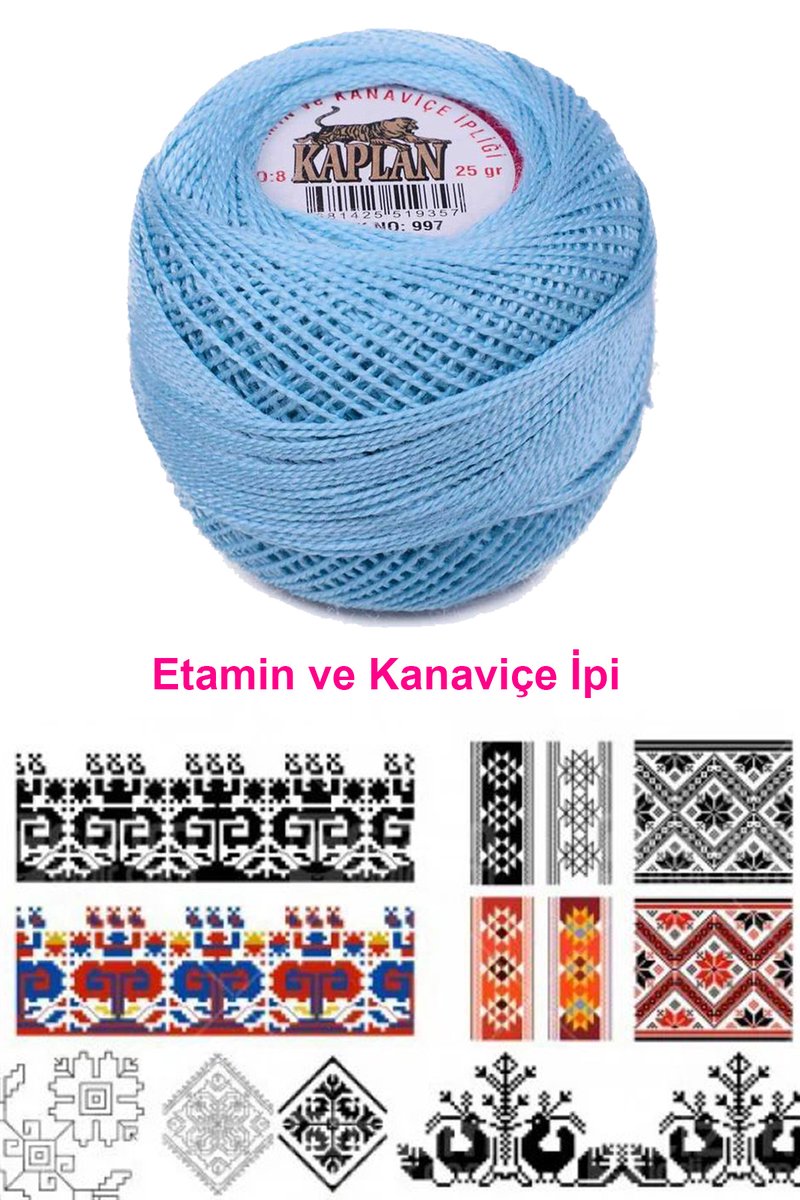 Kaplan Etamin Ve Kanaviçe İpi 8 No Kod/Renk: 997 - Royaleks