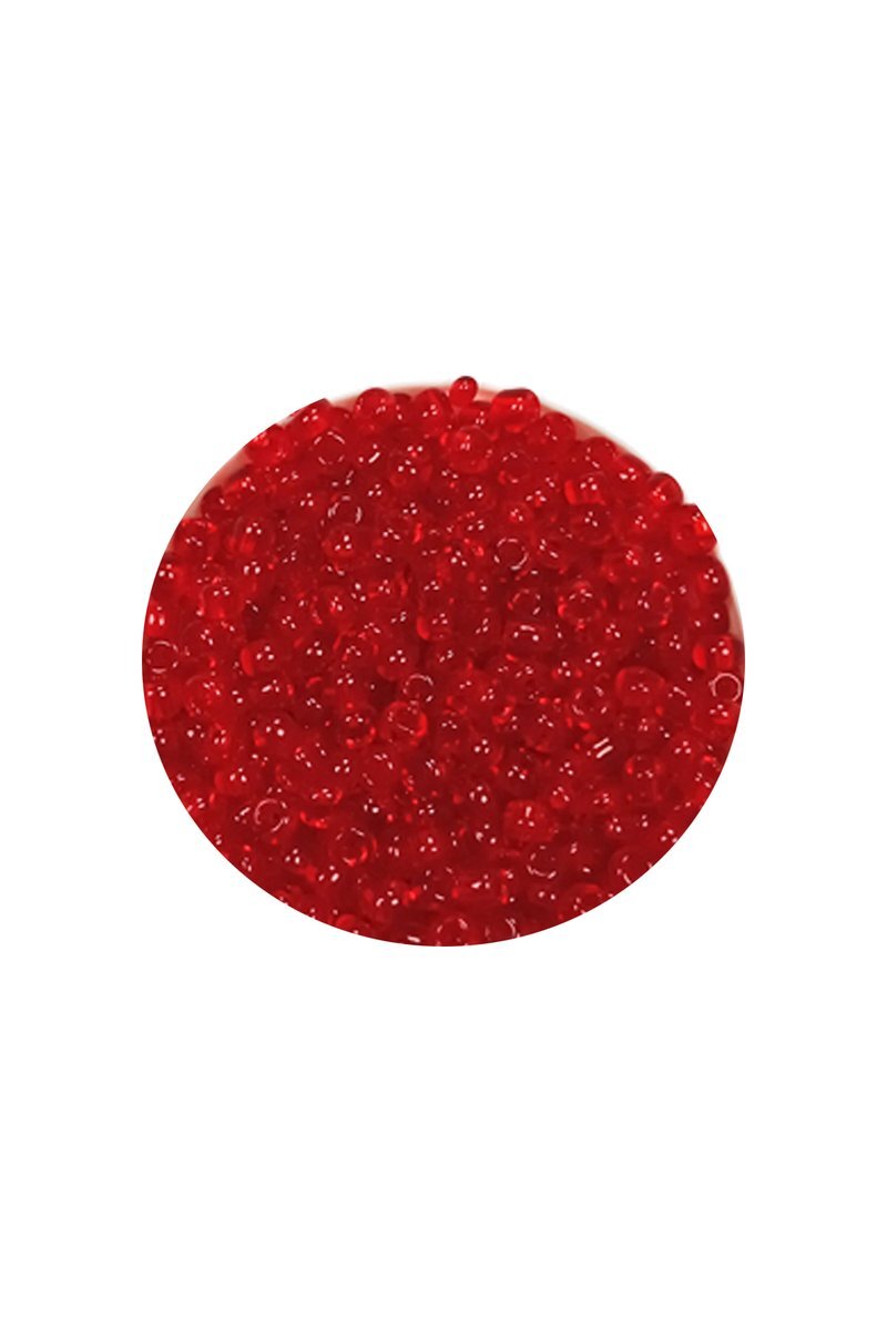 Dökme Cam Kum Boncuk (11/0) 2 mm - 20 Gram -  Şeffaf Kırmızı - BNC021
