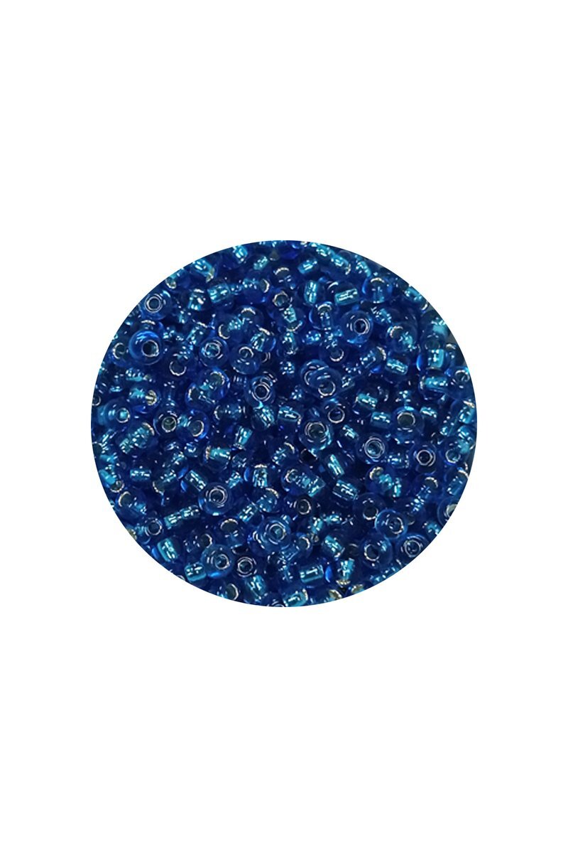 Dökme Cam Kum Boncuk (11/0) 2 mm - 60 Gram -  Şeffaf Mavi - BNC042