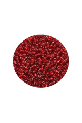 Dökme Cam Kum Boncuk (11/0) 2 mm - 60 Gram -  Şeffaf Koyu Kırmızı - BNC050