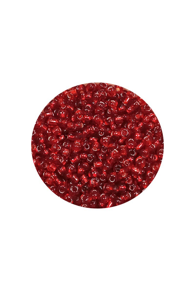 Dökme Cam Kum Boncuk (11/0) 2 mm - 60 Gram -  Şeffaf Koyu Kırmızı - BNC050