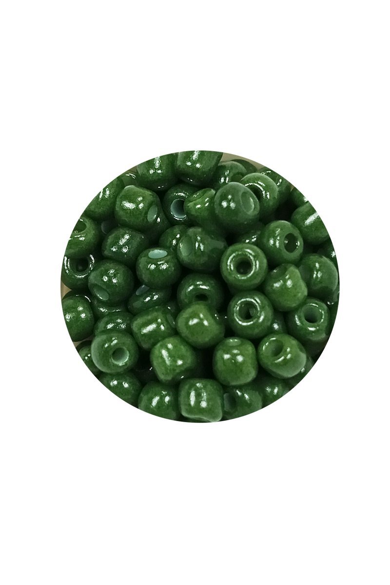Dökme Cam Kum Boncuk Büyük Boy (6/0) 4 mm - 20 Gram - Koyu Yeşil - BNC076