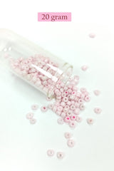Dökme Cam Kum Boncuk Büyük Boy (6/0) 4 mm - 20 Gram - Toz Pembe - BNC077