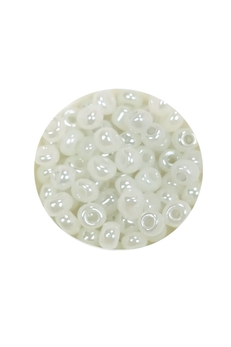 Dökme Cam Kum Boncuk Büyük Boy (6/0) 4 mm - 60 Gram - İnci Beyaz - BNC117