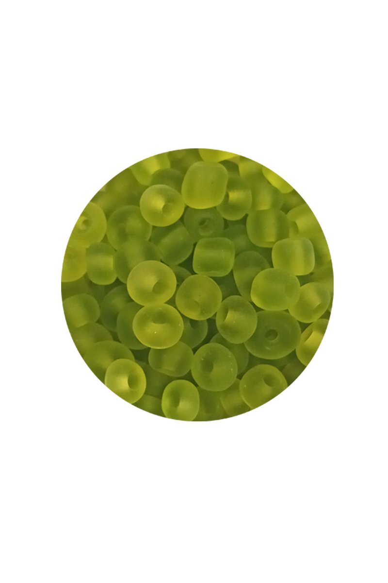 Dökme Cam Kum Boncuk Büyük Boy (6/0) 4 mm - 60 Gram - Şeffaf Mat Yeşil - BNC128