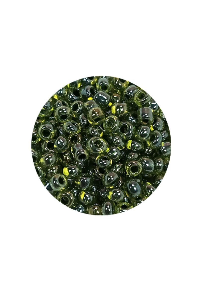 Dökme Cam Kum Boncuk (8/0) 3 mm - 20 Gram - Şeffaf Alacalı Yeşil - BNC171