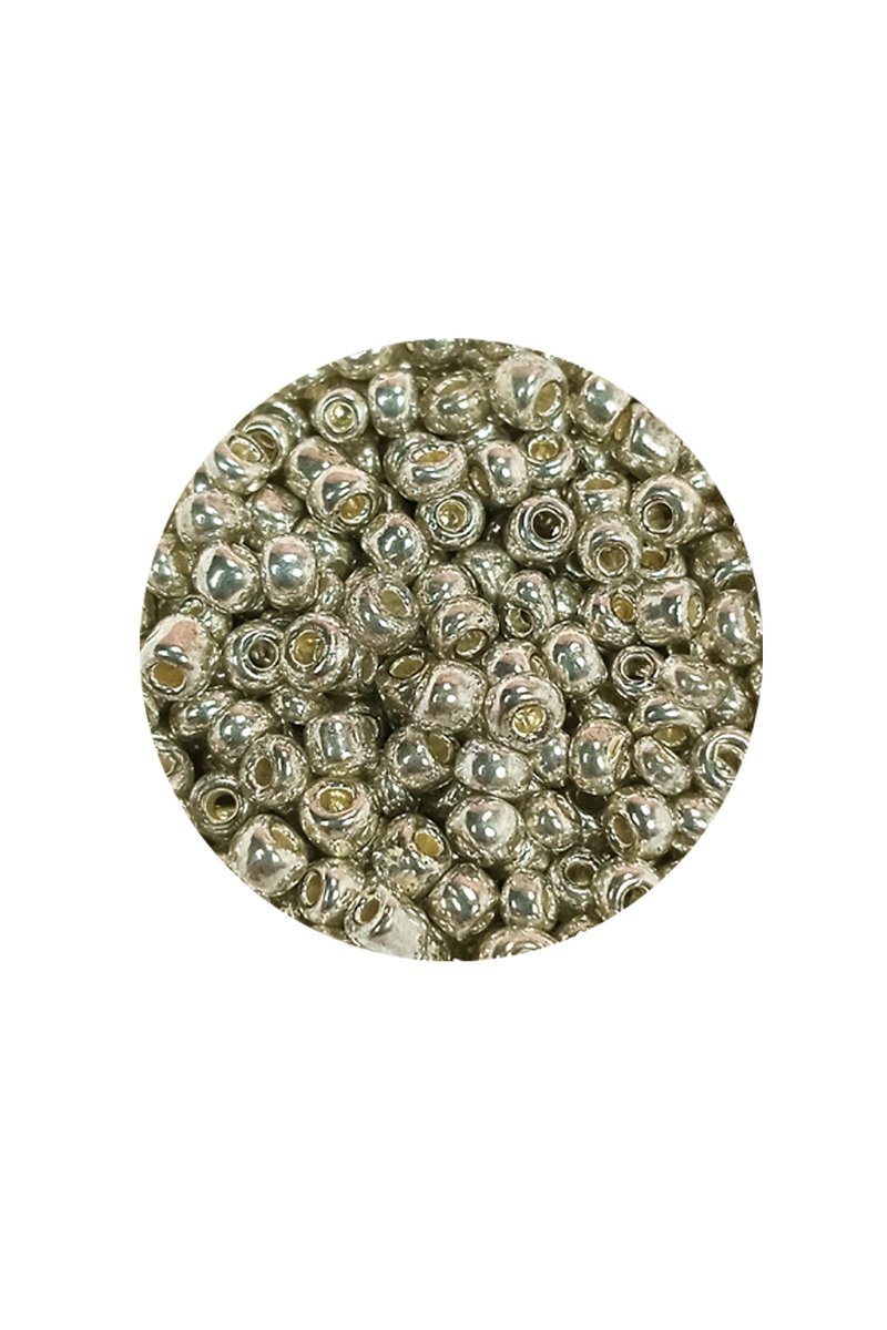 Dökme Cam Kum Boncuk (8/0) 3 mm - 60 Gram - Parlak Gümüş - BNC188