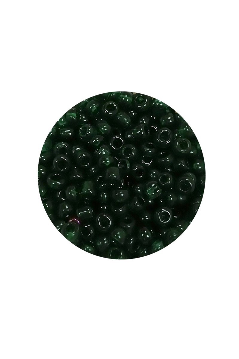 Dökme Cam Kum Boncuk (8/0) 3 mm - 60 Gram - Şeffaf Koyu Yeşil - BNC196