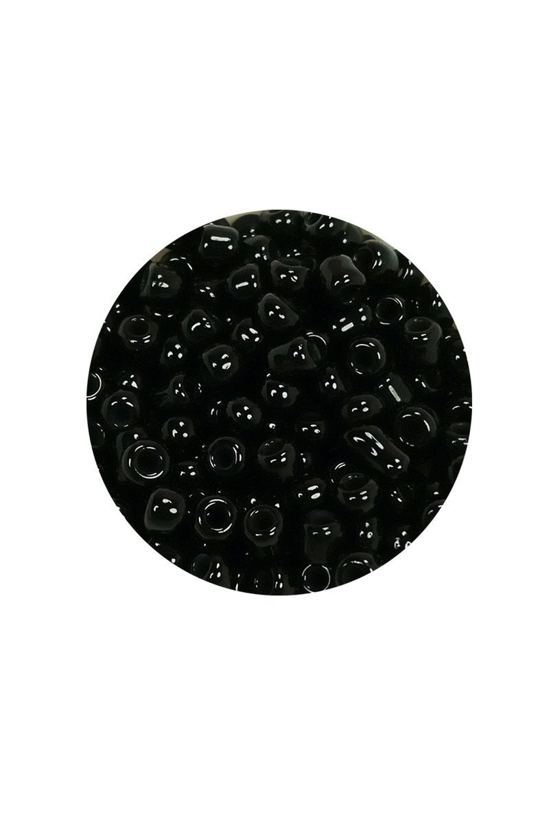 Dökme Cam Kum Boncuk (8/0) 3 mm - 60 Gram - Parlak Siyah - BNC211