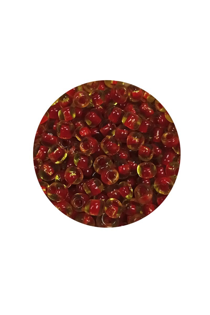 Dökme Cam Kum Boncuk (8/0) 3 mm - 60 Gram - Şeffaf Sarı Kırmızı - BNC216