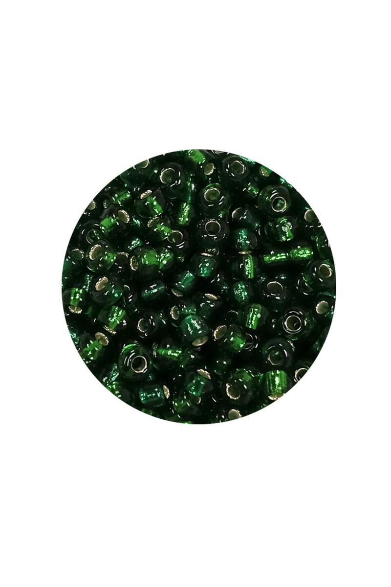 Dökme Cam Kum Boncuk (8/0) 3 mm - 60 Gram - Şeffaf Asker Yeşili - BNC218