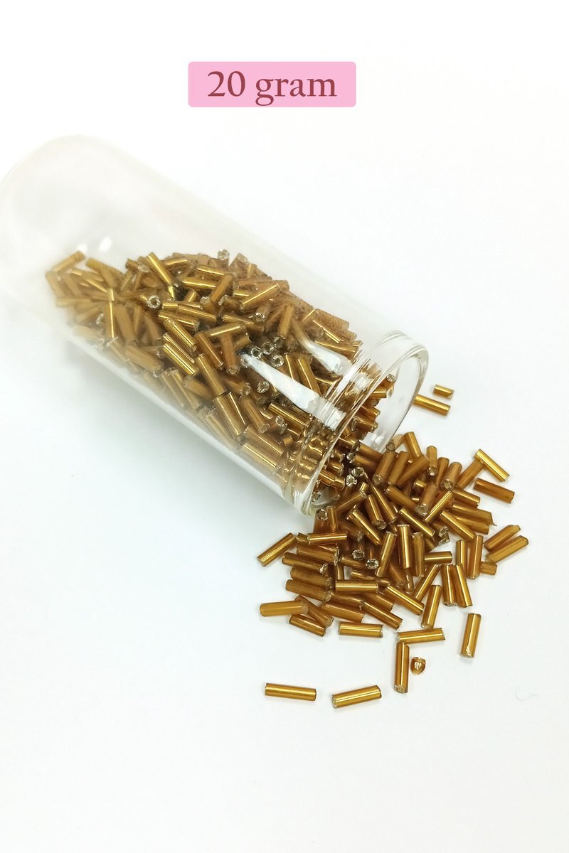 Uzun Boru Kesme Boncuk Çap 2mm Uzunluk 10 mm - 20 Gram - Altın Sarısı - BNC231