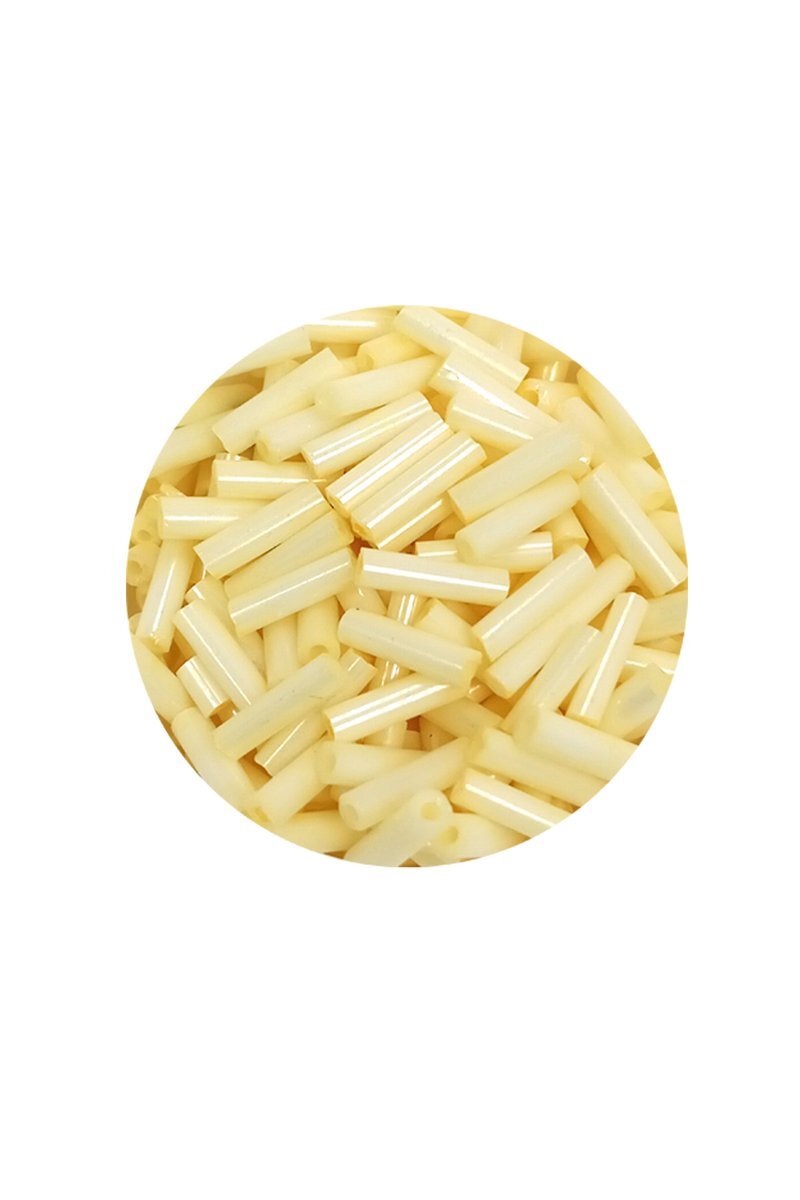 Uzun Boru Kesme Boncuk Çap 2mm Uzunluk 10 mm - 20 Gram - Krem - BNC234