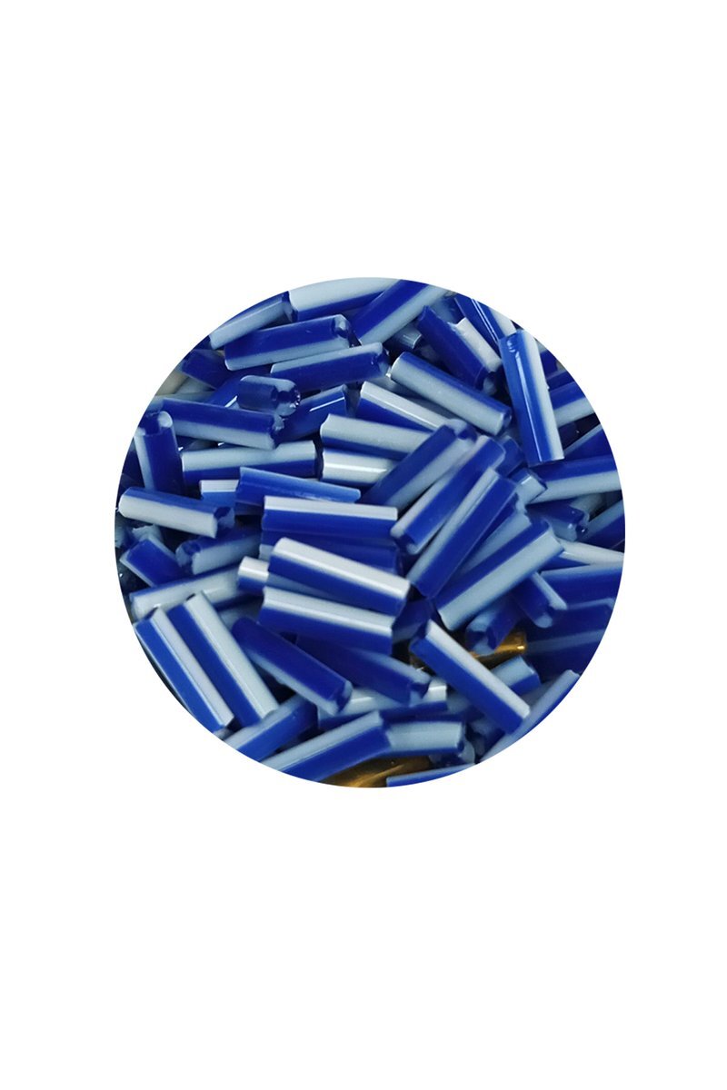 Uzun Boru Kesme Boncuk Çap 2mm Uzunluk 10 mm - 20 Gram - Mavi Beyaz - BNC236