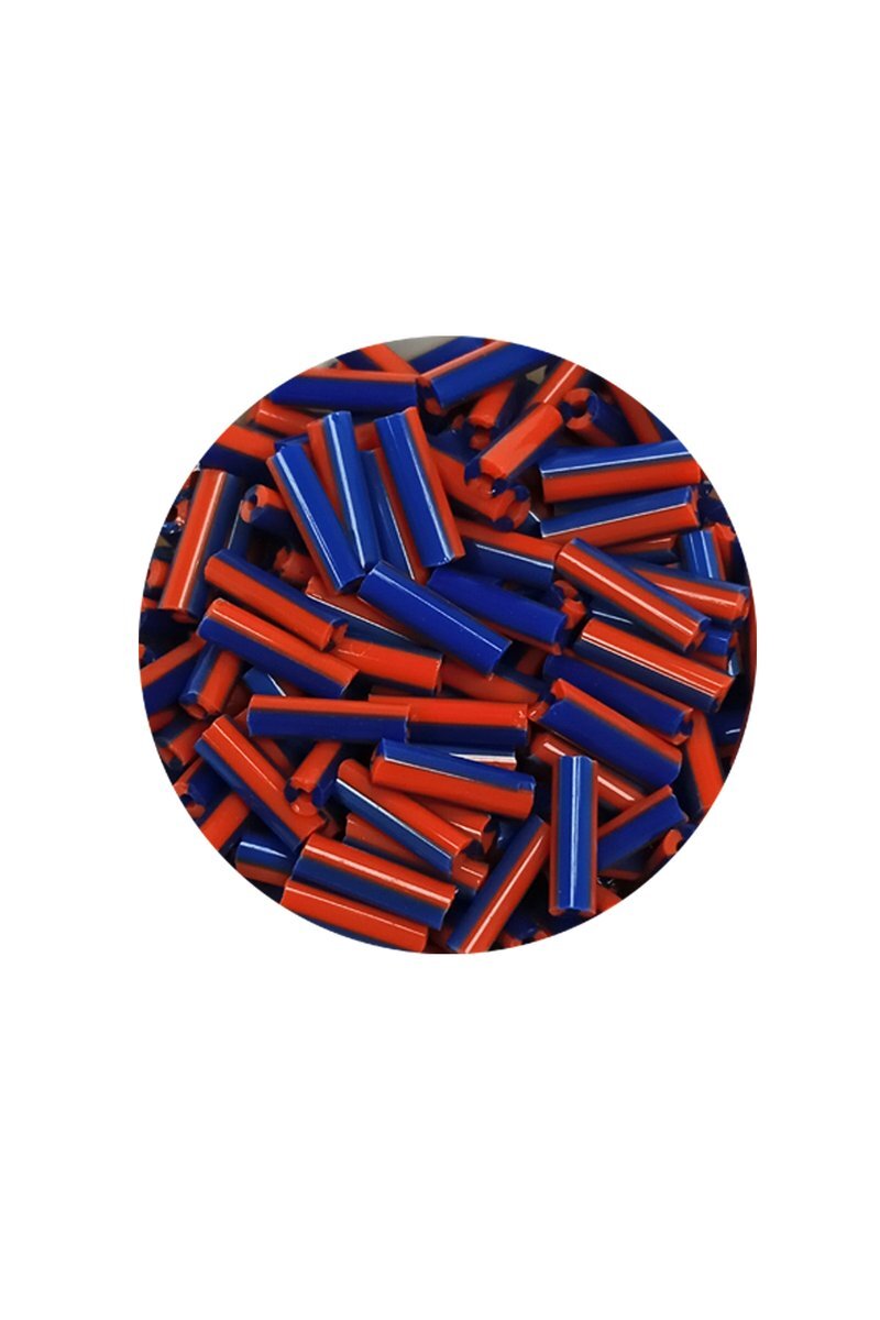 Uzun Boru Kesme Boncuk Çap 2mm Uzunluk 10 mm - 20 Gram - Turuncu Mavi - BNC238