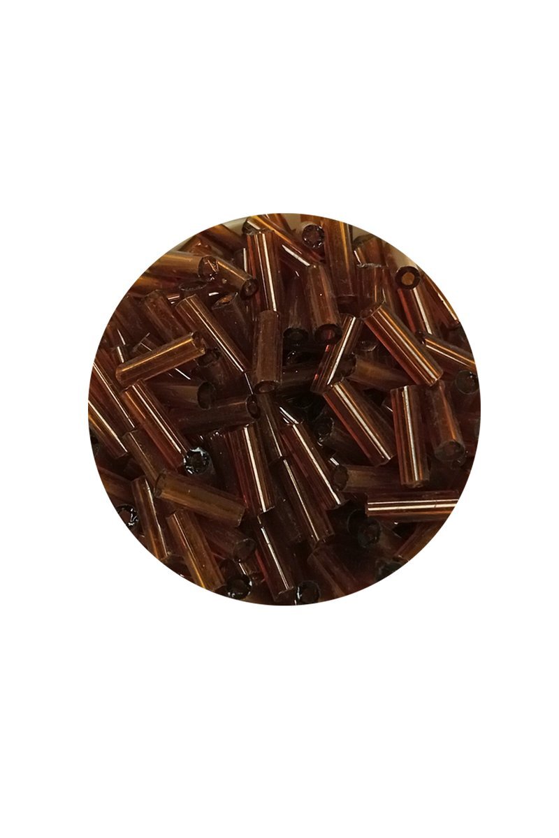Uzun Boru Kesme Boncuk Çap 2mm Uzunluk 10 mm - 20 Gram - Şeffaf Kahverengi - BNC246