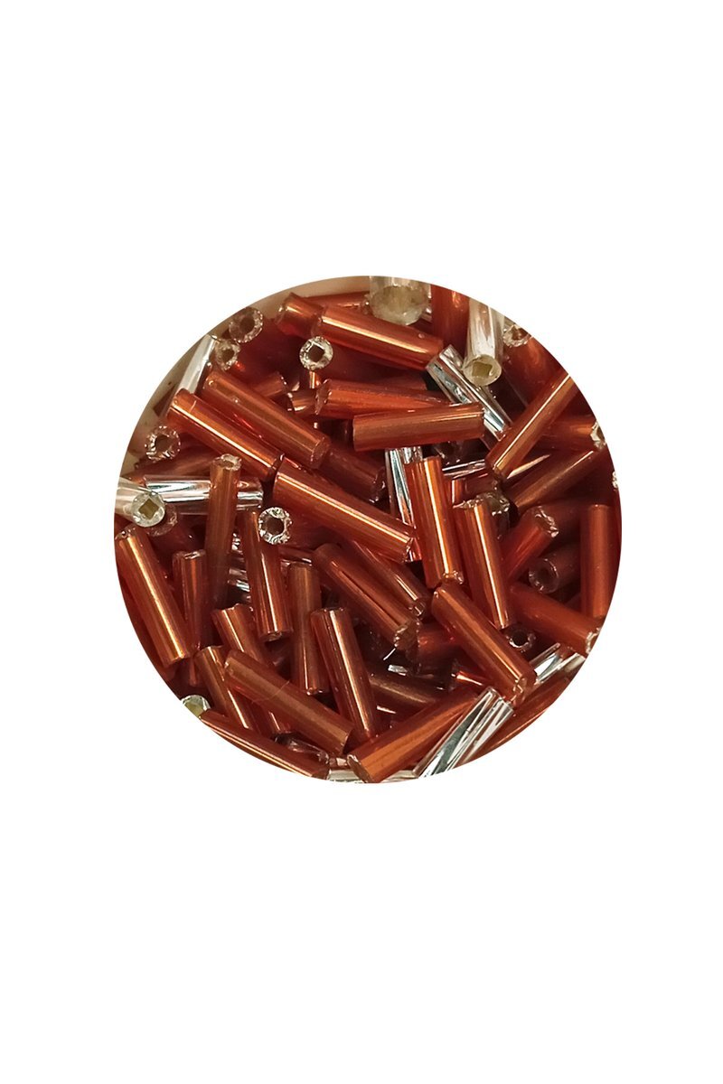 Uzun Boru Kesme Boncuk Çap 2mm Uzunluk 10 mm - 60 Gram - Kahverengi Gümüş - BNC301