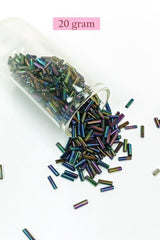 Uzun Boru Kesme Boncuk Çap 2mm Uzunluk 10 mm - 4 Renk - Toplam 80 Gram - BNC427