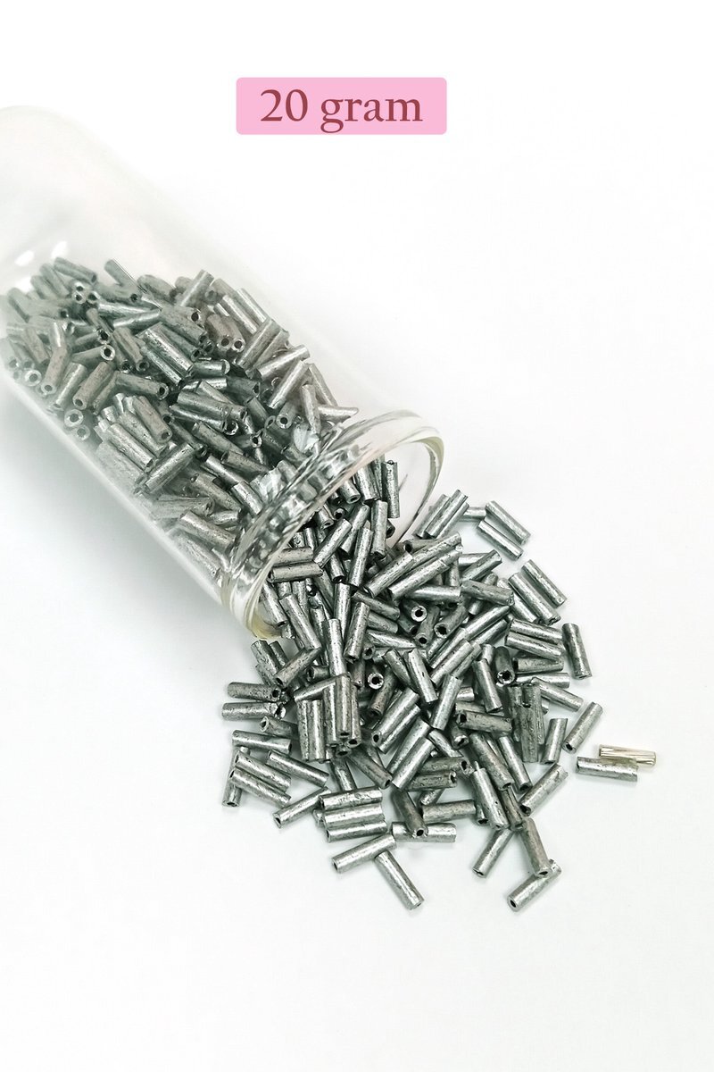Uzun Boru Kesme Boncuk Çap 2mm Uzunluk 10 mm - 4 Renk - Toplam 80 Gram - BNC430