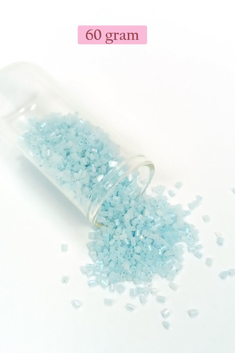 Kesme Cam Boncuk 2mm - 60 Gram - Maz Buz Mavi - BNC369