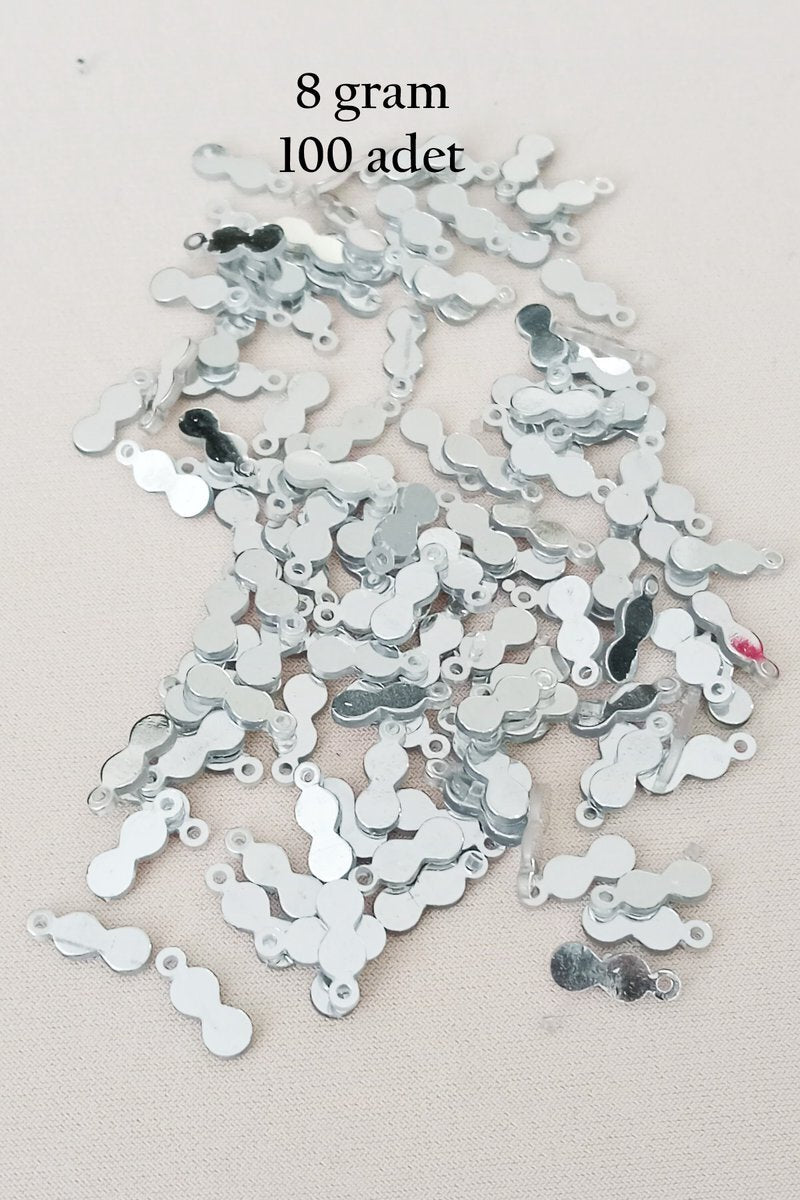Oya Abiye Bileklik Kolye Pleksi Metalik Plastik Pul Gümüş Renk 8 gram 100 adet - BNC508