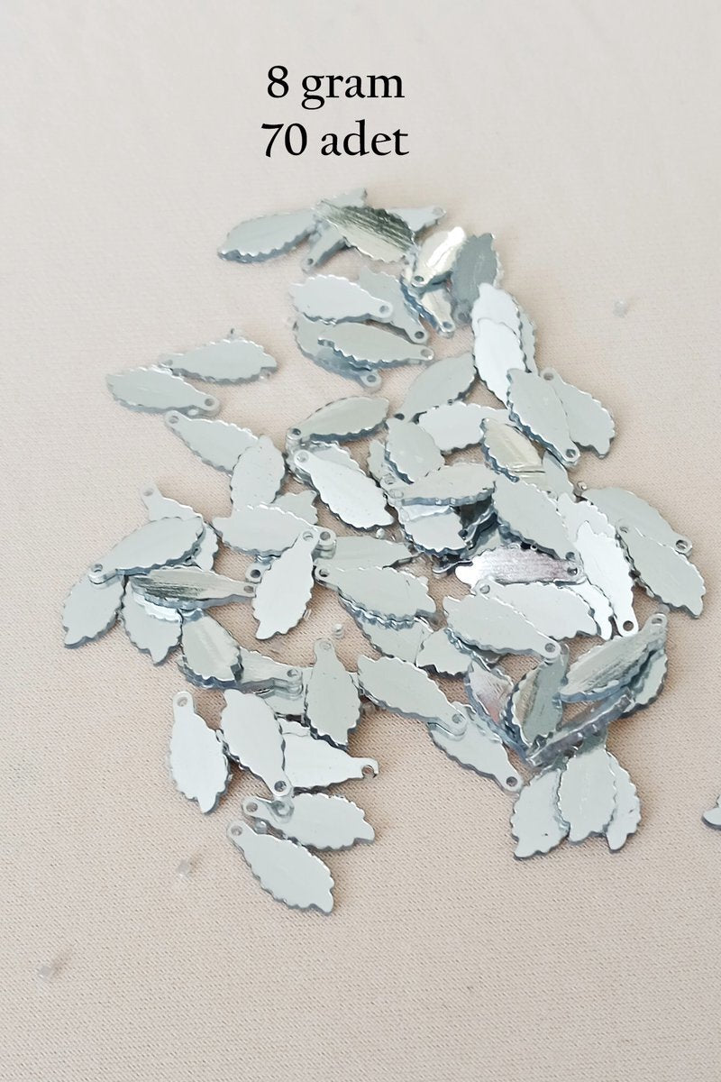 Oya Abiye Bileklik Kolye Pleksi Metalik Plastik Pul Gümüş Renk 8 gram 70 adet - BNC512
