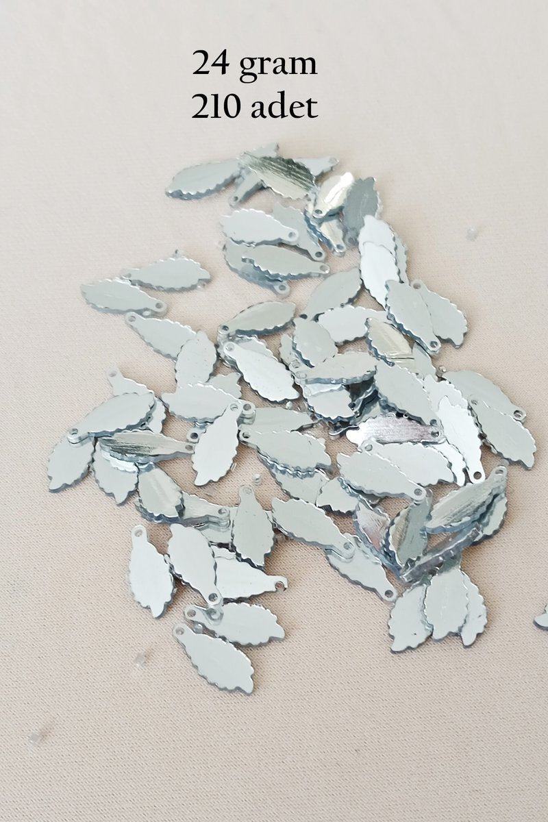 Oya Abiye Bileklik Kolye Pleksi Metalik Plastik Pul Gümüş Renk 24 gram 210 adet - BNC572