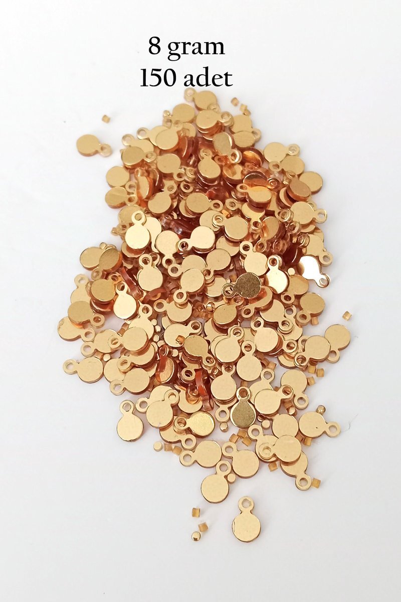 Oya Abiye Bileklik Kolye Pleksi Metalik Plastik Pul Altın Renk 8 gram 150 adet - BNC497