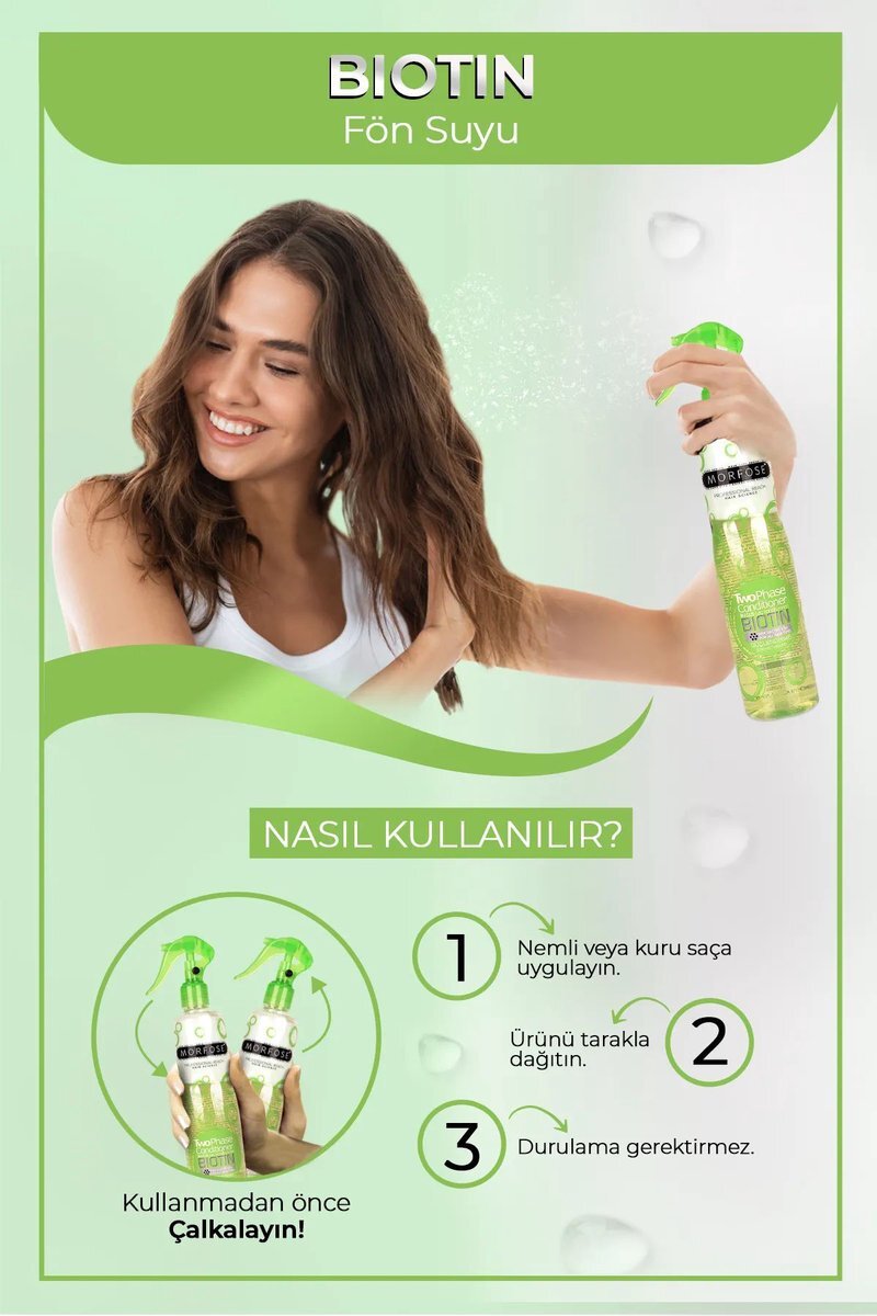 Biotin Çift Fazlı Saç Kondisyoner Fön Suyu 400 ML - mrfs