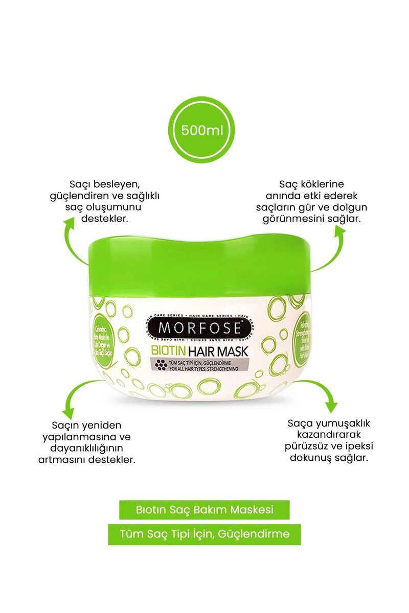 Biotin Saç Maskesi 500 ML - Gür ve Dolgun Saçlar - mrfs