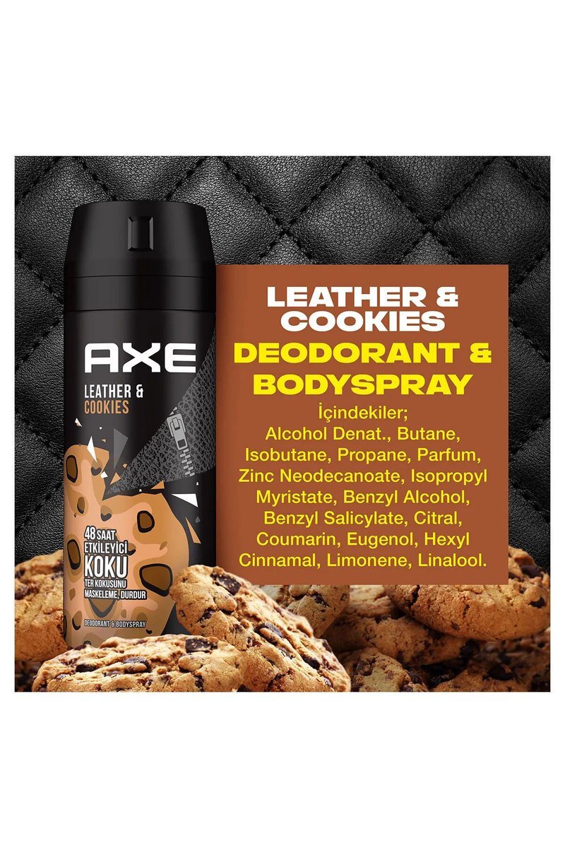 Axe Erkek Sprey Deodorant Leather & Cookies 48 Saat Etkileyeci Koku 150 ml