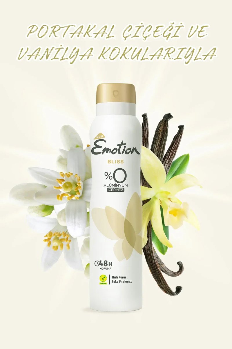 2 Adet Emotion Bliss Kadın Vegan Deodorant 150 Ml Hızlı Kurur , Leke Bırakmaz
