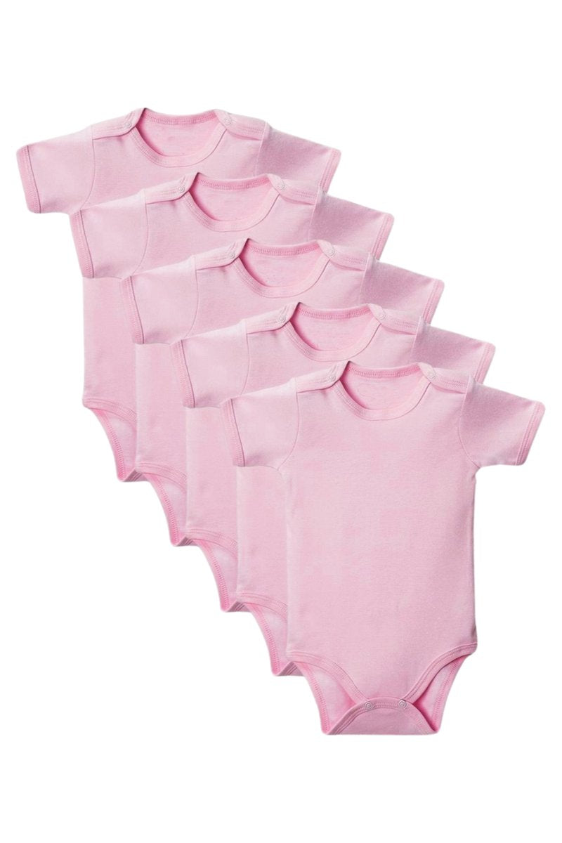 Pembe Yarım Kol Body Zıbın 2-7 YAŞ Çocuklar İçin (5 ADET) Alttan Çıtçıtlı Özel Gereksinimli